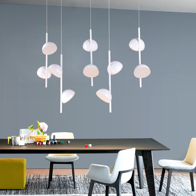 Postmodern Dome Pendant Light Metal 6/10 Lights Black/White Ceiling Light for Dining Room in Warm/White Light Clearhalo 'Ceiling Lights' 'Modern Pendants' 'Modern' 'Pendant Lights' 'Pendants' Lighting' 122787