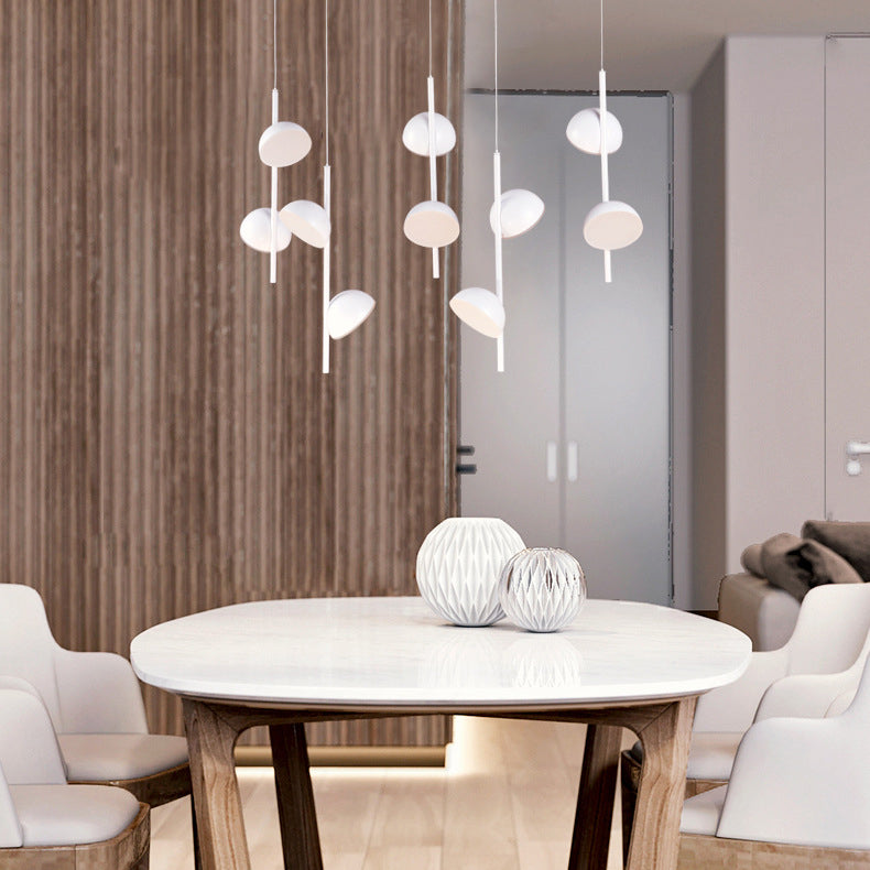 Postmodern Dome Pendant Light Metal 6/10 Lights Black/White Ceiling Light for Dining Room in Warm/White Light Clearhalo 'Ceiling Lights' 'Modern Pendants' 'Modern' 'Pendant Lights' 'Pendants' Lighting' 122788