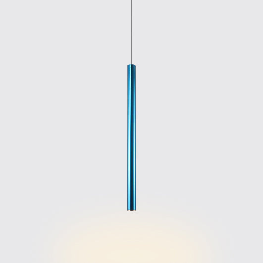 Silver/Red/Blue Metal Slim Ceiling Light Nordic Simple Style Bar Suspension Pendant Light in Warm/White, 12"/19.5"/23.5" High Clearhalo 'Ceiling Lights' 'Modern Pendants' 'Modern' 'Pendant Lights' 'Pendants' Lighting' 122818