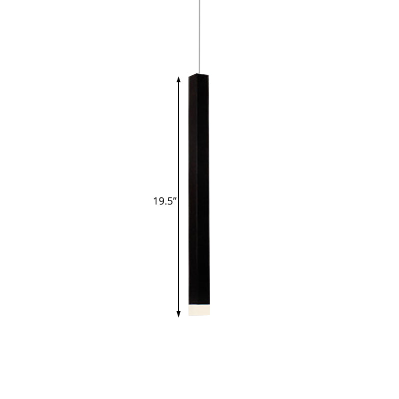 Slim Square Pendant Light Metal Modern 4 Lights Black Hanging Light in White/Warm Light Clearhalo 'Ceiling Lights' 'Modern Pendants' 'Modern' 'Pendant Lights' 'Pendants' Lighting' 122904