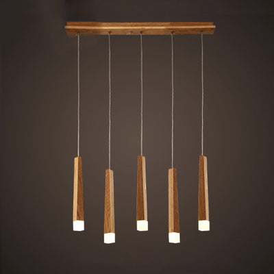 Matchstick Dining Room LED Pendant Light Wood 1/5/7-Light Ceiling Light Fixture with Diffuser in Warm/White Light 5 Wood Clearhalo 'Ceiling Lights' 'Pendant Lights' 'Pendants' Lighting' 122910_e7f28226-790a-4c03-a0e9-ea7bc89d8904