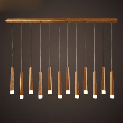 Matchstick Dining Room LED Pendant Light Wood 1/5/7-Light Ceiling Light Fixture with Diffuser in Warm/White Light Clearhalo 'Ceiling Lights' 'Pendant Lights' 'Pendants' Lighting' 122916