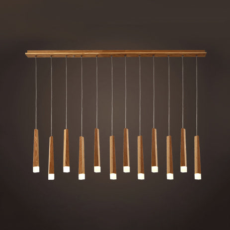 Matchstick Dining Room LED Pendant Light Wood 1/5/7-Light Ceiling Light Fixture with Diffuser in Warm/White Light Clearhalo 'Ceiling Lights' 'Pendant Lights' 'Pendants' Lighting' 122921