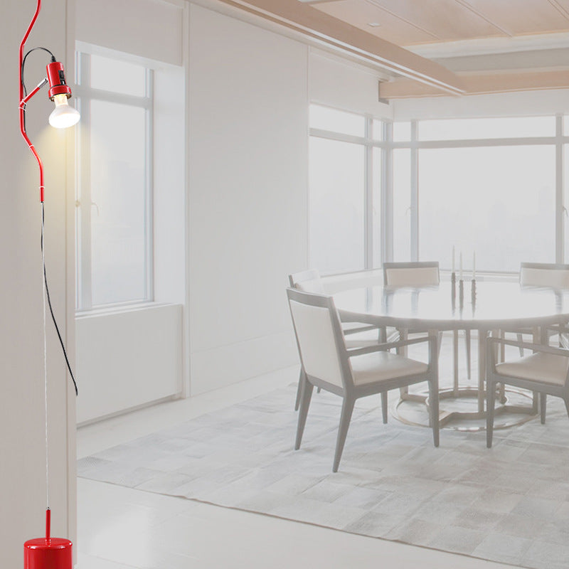 Adjustable Line Hanging Light Modern Style Metallic 1-Light Spot Light in Red/White for Living Room Clearhalo 'Ceiling Lights' 'Modern Pendants' 'Modern' 'Pendant Lights' 'Pendants' Lighting' 123053