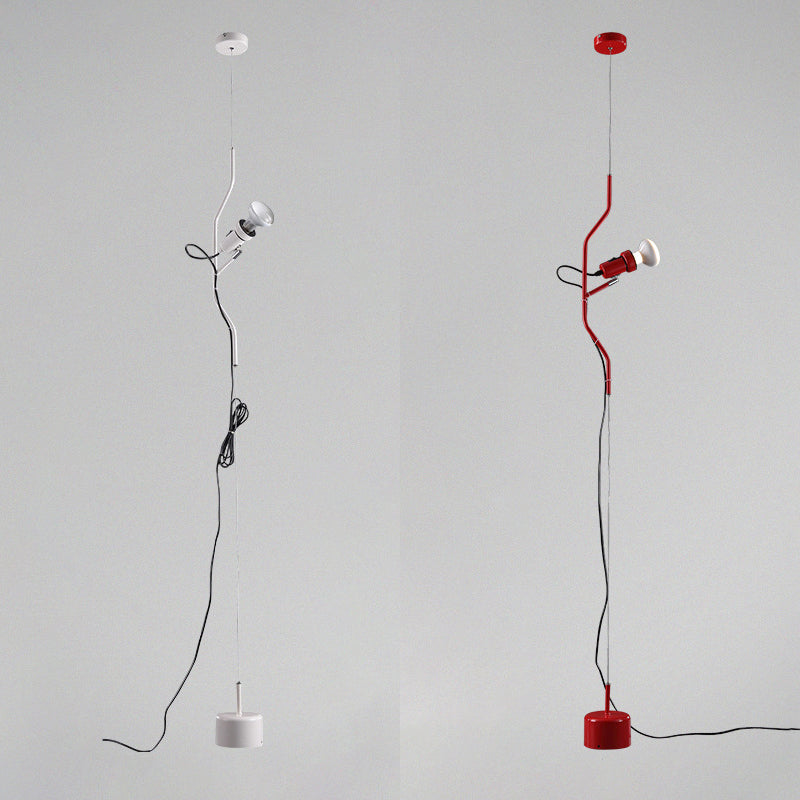 Adjustable Line Hanging Light Modern Style Metallic 1-Light Spot Light in Red/White for Living Room Clearhalo 'Ceiling Lights' 'Modern Pendants' 'Modern' 'Pendant Lights' 'Pendants' Lighting' 123055