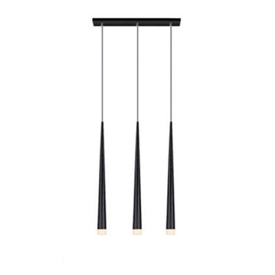 Modern Tapered Suspension Light Metal 3 Lights Dining Room Pendant Light Fixture with Linear/Round Canopy in Warm/White Black Linear Clearhalo 'Ceiling Lights' 'Modern Pendants' 'Modern' 'Pendant Lights' 'Pendants' Lighting' 123250