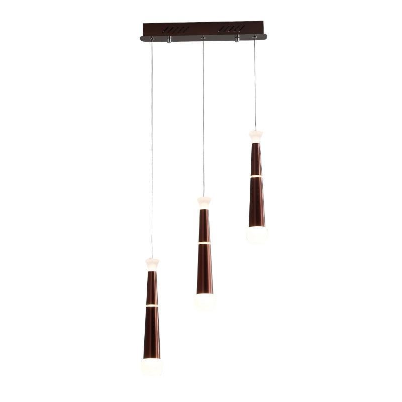 Brown Tapered Down Lighting Modern Metal 3 Light Cluster Pendant Light for Dining Table Clearhalo 'Ceiling Lights' 'Modern Pendants' 'Modern' 'Pendant Lights' 'Pendants' Lighting' 123266