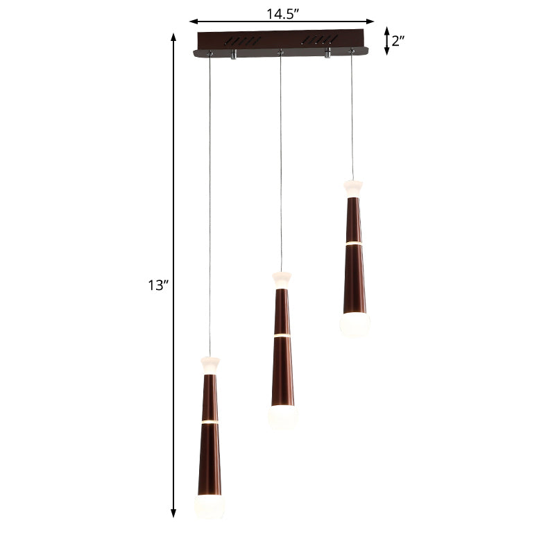 Brown Tapered Down Lighting Modern Metal 3 Light Cluster Pendant Light for Dining Table Clearhalo 'Ceiling Lights' 'Modern Pendants' 'Modern' 'Pendant Lights' 'Pendants' Lighting' 123267