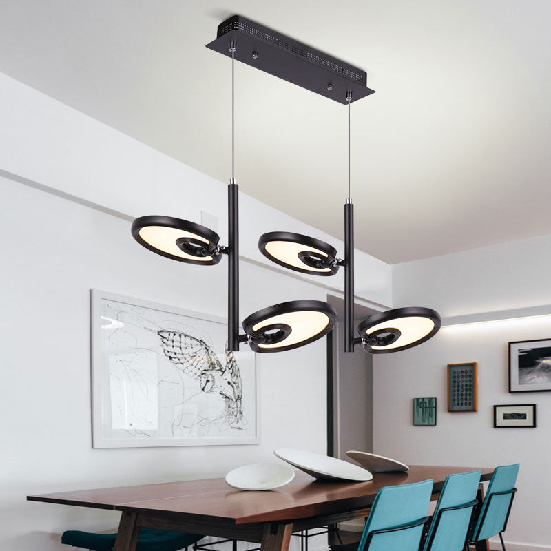 2/4/6 Heads Leaf Suspended Pendant Light Modern Metal Black/White LED Hanging Light for Dining Room in Warm/White/Neutral Light Clearhalo 'Ceiling Lights' 'Modern Pendants' 'Modern' 'Pendant Lights' 'Pendants' Lighting' 123415