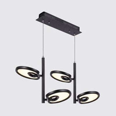 2/4/6 Heads Leaf Suspended Pendant Light Modern Metal Black/White LED Hanging Light for Dining Room in Warm/White/Neutral Light 4 Black Clearhalo 'Ceiling Lights' 'Modern Pendants' 'Modern' 'Pendant Lights' 'Pendants' Lighting' 123416