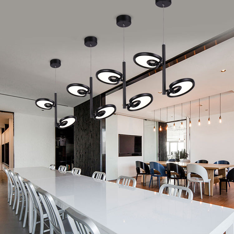 2/4/6 Heads Leaf Suspended Pendant Light Modern Metal Black/White LED Hanging Light for Dining Room in Warm/White/Neutral Light Clearhalo 'Ceiling Lights' 'Modern Pendants' 'Modern' 'Pendant Lights' 'Pendants' Lighting' 123419