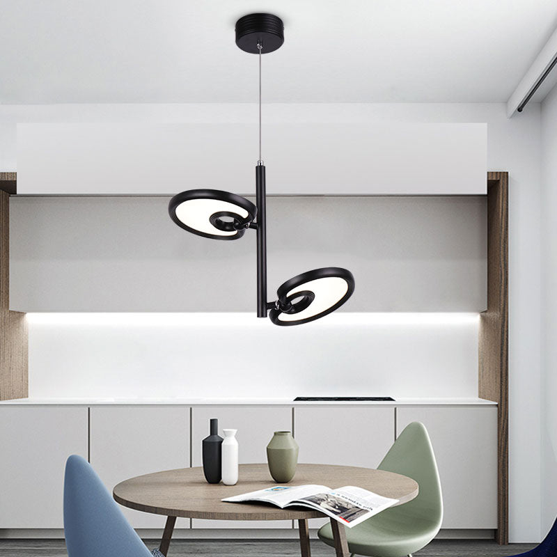 2/4/6 Heads Leaf Suspended Pendant Light Modern Metal Black/White LED Hanging Light for Dining Room in Warm/White/Neutral Light Clearhalo 'Ceiling Lights' 'Modern Pendants' 'Modern' 'Pendant Lights' 'Pendants' Lighting' 123420