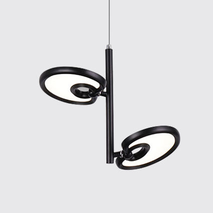 2/4/6 Heads Leaf Suspended Pendant Light Modern Metal Black/White LED Hanging Light for Dining Room in Warm/White/Neutral Light 2 Black Clearhalo 'Ceiling Lights' 'Modern Pendants' 'Modern' 'Pendant Lights' 'Pendants' Lighting' 123421