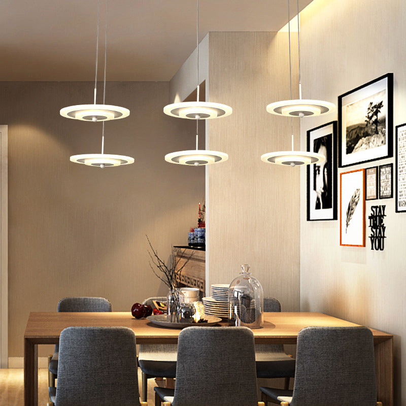 White/Brown Round Ceiling Light Modern LED 3/6-Light Acrylic Hanging Pendant in Warm/White/Natural Light Clearhalo 'Ceiling Lights' 'Modern Pendants' 'Modern' 'Pendant Lights' 'Pendants' Lighting' 123489