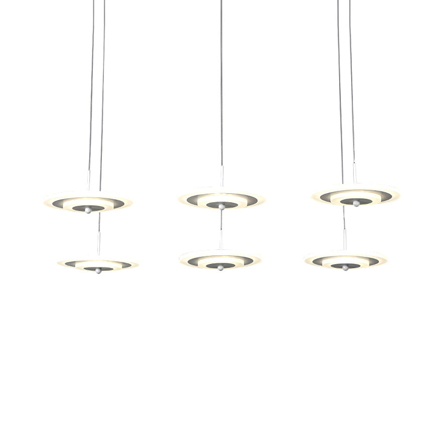 White/Brown Round Ceiling Light Modern LED 3/6-Light Acrylic Hanging Pendant in Warm/White/Natural Light 6 White Clearhalo 'Ceiling Lights' 'Modern Pendants' 'Modern' 'Pendant Lights' 'Pendants' Lighting' 123490