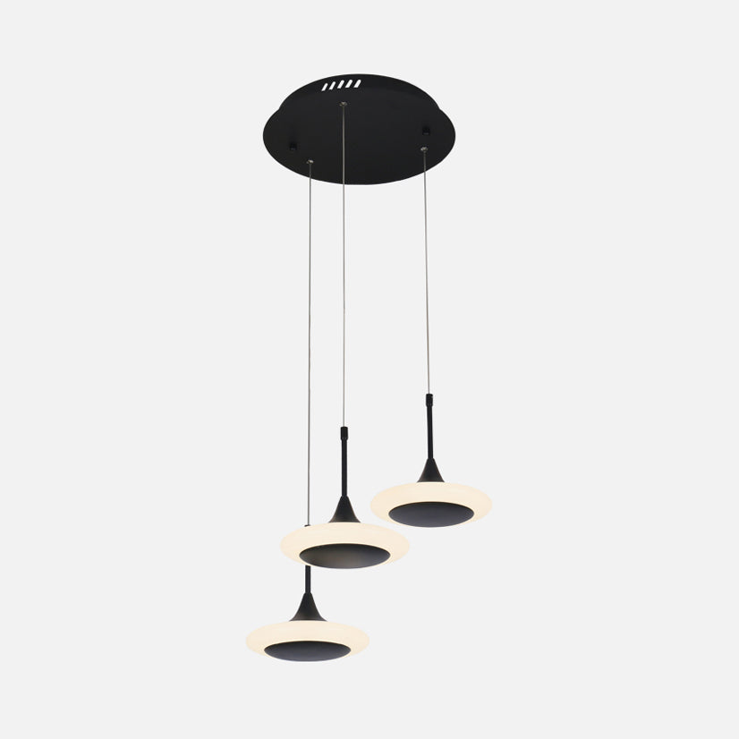 Black Trumpet Ceiling Light Contemporary LED Acrylic Drop Pendant with Round/Linear Canopy Black Round Clearhalo 'Ceiling Lights' 'Modern Pendants' 'Modern' 'Pendant Lights' 'Pendants' Lighting' 123536