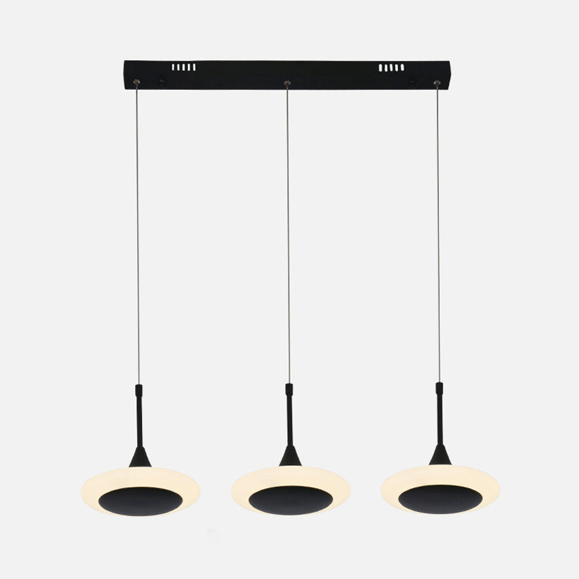 Black Trumpet Ceiling Light Contemporary LED Acrylic Drop Pendant with Round/Linear Canopy Black Linear Clearhalo 'Ceiling Lights' 'Modern Pendants' 'Modern' 'Pendant Lights' 'Pendants' Lighting' 123539