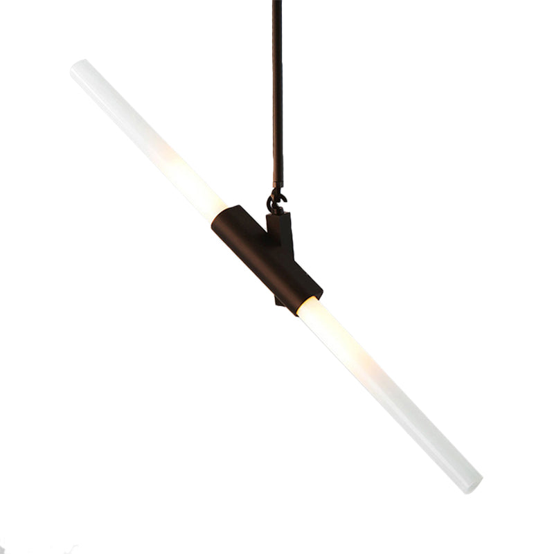 Black Linear Hanging Lighting Modern Simple Style 2 Lights Metal Ceiling Pendant Clearhalo 'Ceiling Lights' 'Modern Pendants' 'Modern' 'Pendant Lights' 'Pendants' Lighting' 123575