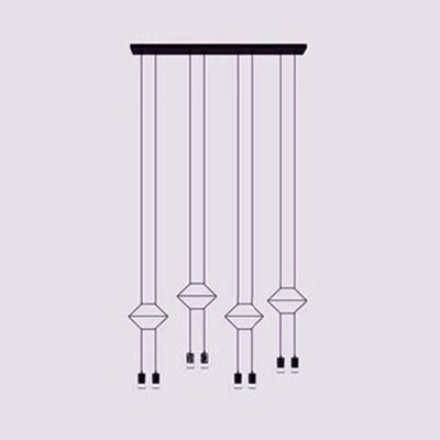 Geometric Hanging Ceiling Light Post Modern Metal 2/4/6 Lights Black Suspension Pendant 8 Black Clearhalo 'Ceiling Lights' 'Modern Pendants' 'Modern' 'Pendant Lights' 'Pendants' Lighting' 124232