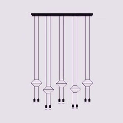 Geometric Hanging Ceiling Light Post Modern Metal 2/4/6 Lights Black Suspension Pendant Clearhalo 'Ceiling Lights' 'Modern Pendants' 'Modern' 'Pendant Lights' 'Pendants' Lighting' 124234