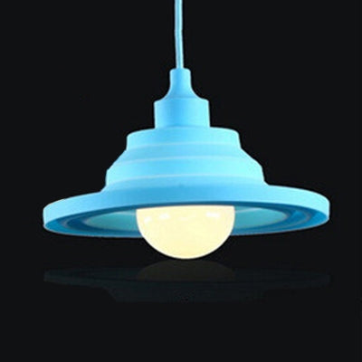 Silica Gel Babel Pendant Light Modern 1 Light Folding Hanging Lamp in Multi Colors Sky Blue Clearhalo 'Ceiling Lights' 'Modern Pendants' 'Modern' 'Pendant Lights' 'Pendants' Lighting' 124311