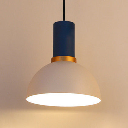 Bowl/Cone/Funnel Metal Hanging Ceiling Light Minimalist 1 Light Blue/Pink/Yellow Pendant Lamp Clearhalo 'Ceiling Lights' 'Modern Pendants' 'Modern' 'Pendant Lights' 'Pendants' Lighting' 124532