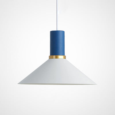 Bowl/Cone/Funnel Metal Hanging Ceiling Light Minimalist 1 Light Blue/Pink/Yellow Pendant Lamp White Cone Clearhalo 'Ceiling Lights' 'Modern Pendants' 'Modern' 'Pendant Lights' 'Pendants' Lighting' 124533