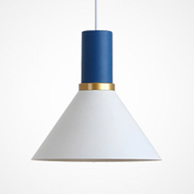 Bowl/Cone/Funnel Metal Hanging Ceiling Light Minimalist 1 Light Blue/Pink/Yellow Pendant Lamp White Funnel Clearhalo 'Ceiling Lights' 'Modern Pendants' 'Modern' 'Pendant Lights' 'Pendants' Lighting' 124534