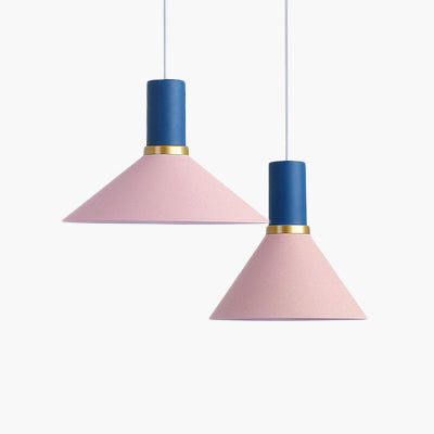 Bowl/Cone/Funnel Metal Hanging Ceiling Light Minimalist 1 Light Blue/Pink/Yellow Pendant Lamp Clearhalo 'Ceiling Lights' 'Modern Pendants' 'Modern' 'Pendant Lights' 'Pendants' Lighting' 124541