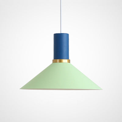 Bowl/Cone/Funnel Metal Hanging Ceiling Light Minimalist 1 Light Blue/Pink/Yellow Pendant Lamp Green Cone Clearhalo 'Ceiling Lights' 'Modern Pendants' 'Modern' 'Pendant Lights' 'Pendants' Lighting' 124548