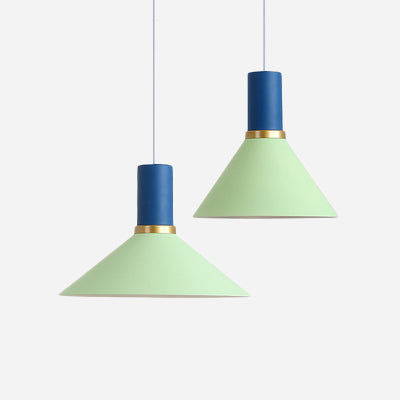 Bowl/Cone/Funnel Metal Hanging Ceiling Light Minimalist 1 Light Blue/Pink/Yellow Pendant Lamp Clearhalo 'Ceiling Lights' 'Modern Pendants' 'Modern' 'Pendant Lights' 'Pendants' Lighting' 124550