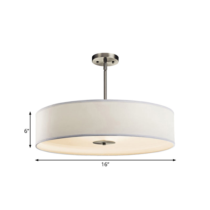 Drum Pendant Light Fixture Modernism Fabric White LED Hanging Ceiling Light, 16"/19.5"/23.5" Dia Clearhalo 'Ceiling Lights' 'Modern Pendants' 'Modern' 'Pendant Lights' 'Pendants' Lighting' 125016