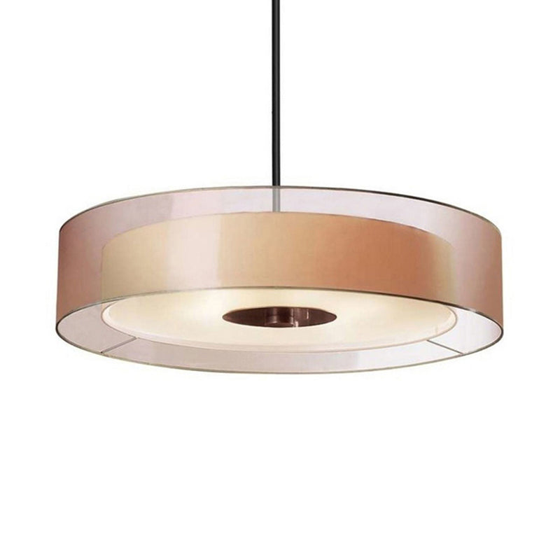 Drum Pendant Light Fixture Modernism Fabric Coffee LED Hanging Ceiling Light, 16"/19.5"/23.5" Dia Clearhalo 'Ceiling Lights' 'Modern Pendants' 'Modern' 'Pendant Lights' 'Pendants' Lighting' 125071