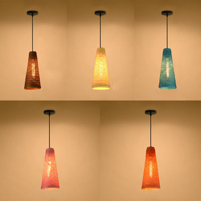 Rattan Handmade Pendant Lamp Contemporary 1 Light Hanging Lamp with Cone Shade in Blue/Brown Clearhalo 'Ceiling Lights' 'Modern Pendants' 'Modern' 'Pendant Lights' 'Pendants' Lighting' 125621