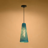 Rattan Handmade Pendant Lamp Contemporary 1 Light Hanging Lamp with Cone Shade in Blue/Brown Clearhalo 'Ceiling Lights' 'Modern Pendants' 'Modern' 'Pendant Lights' 'Pendants' Lighting' 125624