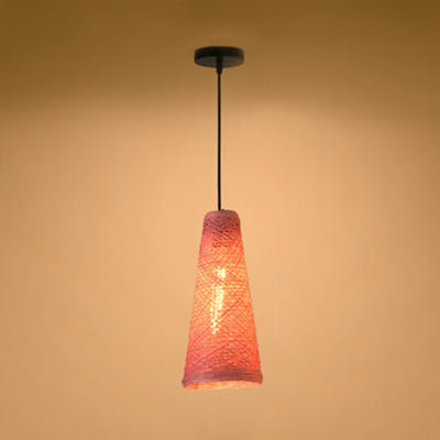 Rattan Handmade Pendant Lamp Contemporary 1 Light Hanging Lamp with Cone Shade in Blue/Brown Clearhalo 'Ceiling Lights' 'Modern Pendants' 'Modern' 'Pendant Lights' 'Pendants' Lighting' 125625