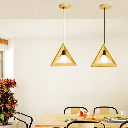 Japanese Style Beige Pendant Light with Triangle Shade 1 Light Wood Pendant Lamp for Kitchen Clearhalo 'Ceiling Lights' 'Modern Pendants' 'Modern' 'Pendant Lights' 'Pendants' Lighting' 125780