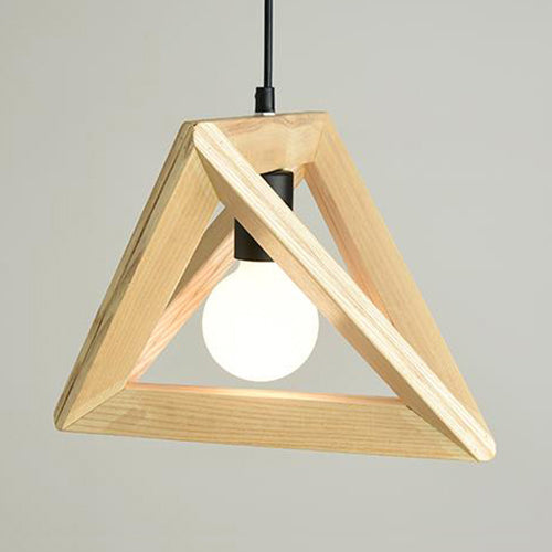 Japanese Style Beige Pendant Light with Triangle Shade 1 Light Wood Pendant Lamp for Kitchen Clearhalo 'Ceiling Lights' 'Modern Pendants' 'Modern' 'Pendant Lights' 'Pendants' Lighting' 125781