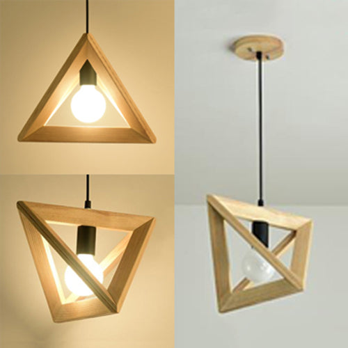 Japanese Style Beige Pendant Light with Triangle Shade 1 Light Wood Pendant Lamp for Kitchen Clearhalo 'Ceiling Lights' 'Modern Pendants' 'Modern' 'Pendant Lights' 'Pendants' Lighting' 125782