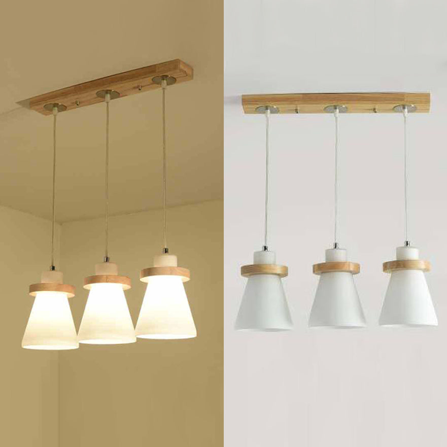 White Tapered Shade Hanging Lamp with Round Canopy Simple Style Milk Glass Pendant Lighting in White for Office Clearhalo 'Ceiling Lights' 'Glass shade' 'Glass' 'Modern Pendants' 'Modern' 'Pendant Lights' 'Pendants' Lighting' 125794