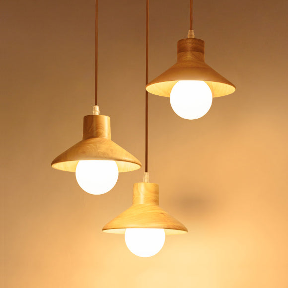 Coolie Shade Hanging Light with Linear/Round Canopy Modern Wooden Pendant Light in Beige for Kid Room Clearhalo 'Ceiling Lights' 'Modern Pendants' 'Modern' 'Pendant Lights' 'Pendants' Lighting' 125802