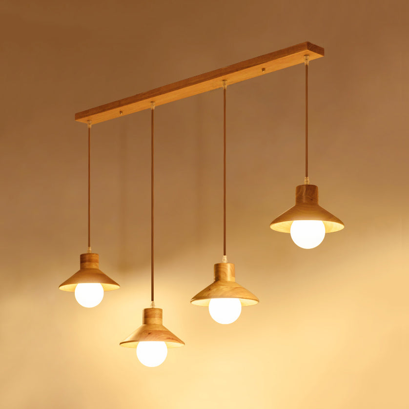 Coolie Shade Hanging Light with Linear/Round Canopy Modern Wooden Pendant Light in Beige for Kid Room Clearhalo 'Ceiling Lights' 'Modern Pendants' 'Modern' 'Pendant Lights' 'Pendants' Lighting' 125808