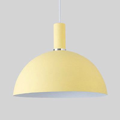 Living Room Dome Suspension Light Aluminum 1 Bulb Macaron Candy Colored Pendant Lamp in Blue/Green/Yellow/Pink Clearhalo 'Ceiling Lights' 'Modern Pendants' 'Modern' 'Pendant Lights' 'Pendants' Lighting' 125942