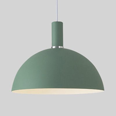 Living Room Dome Suspension Light Aluminum 1 Bulb Macaron Candy Colored Pendant Lamp in Blue/Green/Yellow/Pink Green Clearhalo 'Ceiling Lights' 'Modern Pendants' 'Modern' 'Pendant Lights' 'Pendants' Lighting' 125946