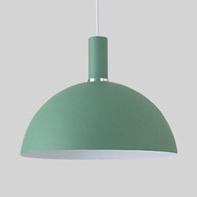 Living Room Dome Suspension Light Aluminum 1 Bulb Macaron Candy Colored Pendant Lamp in Blue/Green/Yellow/Pink Clearhalo 'Ceiling Lights' 'Modern Pendants' 'Modern' 'Pendant Lights' 'Pendants' Lighting' 125947