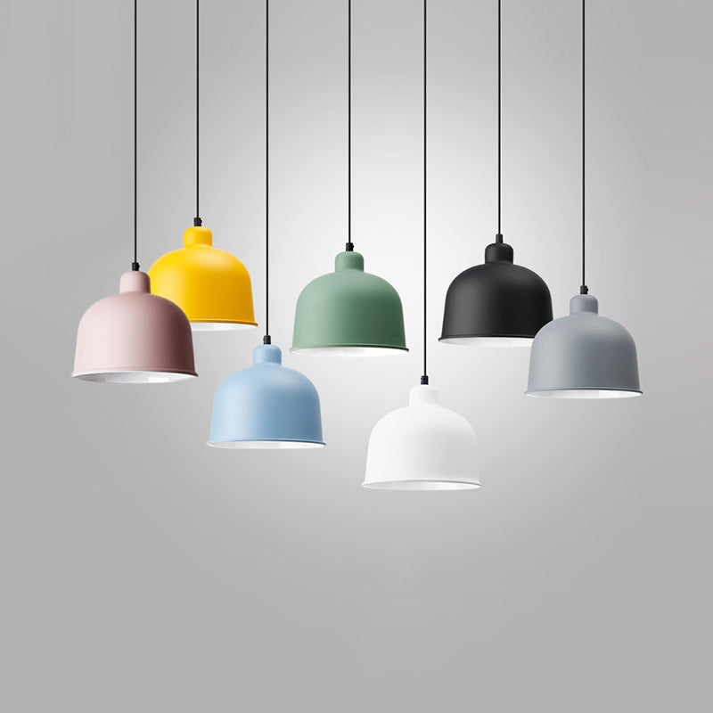 Bowl Shade Hanging Light Single Head Macaron Style Aluminum Pendant Lamp for Restaurant Clearhalo 'Ceiling Lights' 'Modern Pendants' 'Modern' 'Pendant Lights' 'Pendants' Lighting' 125996