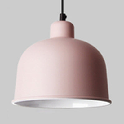 Bowl Shade Hanging Light Single Head Macaron Style Aluminum Pendant Lamp for Restaurant Pink Clearhalo 'Ceiling Lights' 'Modern Pendants' 'Modern' 'Pendant Lights' 'Pendants' Lighting' 126000