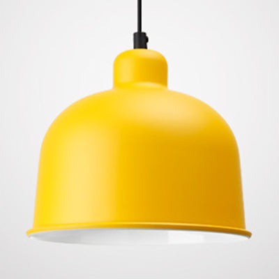 Bowl Shade Hanging Light Single Head Macaron Style Aluminum Pendant Lamp for Restaurant Yellow Clearhalo 'Ceiling Lights' 'Modern Pendants' 'Modern' 'Pendant Lights' 'Pendants' Lighting' 126001