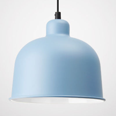 Bowl Shade Hanging Light Single Head Macaron Style Aluminum Pendant Lamp for Restaurant Blue Clearhalo 'Ceiling Lights' 'Modern Pendants' 'Modern' 'Pendant Lights' 'Pendants' Lighting' 126003