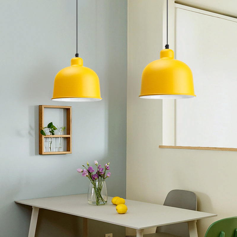 Bowl Shade Hanging Light Single Head Macaron Style Aluminum Pendant Lamp for Restaurant Clearhalo 'Ceiling Lights' 'Modern Pendants' 'Modern' 'Pendant Lights' 'Pendants' Lighting' 126004